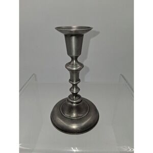 Rare Vintage Pewter Candlestick Holder Crowned Rose Hallmark‎